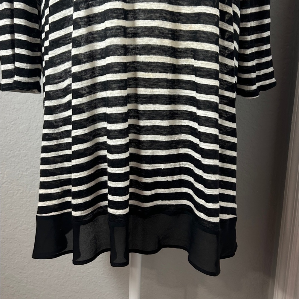 Lauren Ralph Lauren women  100% Linen.Black White Striped blouse XL.Vacation - Picture 4 of 12